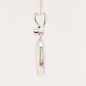 White Gold Blue Pink Green Solid Australian Crystal Opal Diamond Necklace Pendant