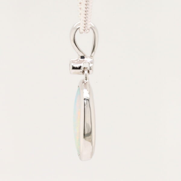 White Gold Blue Pink Green Solid Australian Crystal Opal Diamond Necklace Pendant