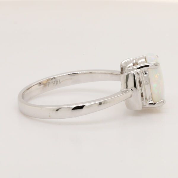 Blue and Green White Gold Solid Australian Crystal Opal Engagement Ring with Diamonds