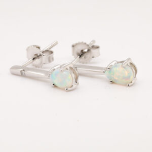 Blue Green Pink White Gold Solid Australian Crystal Opal Diamond Drop Earrings