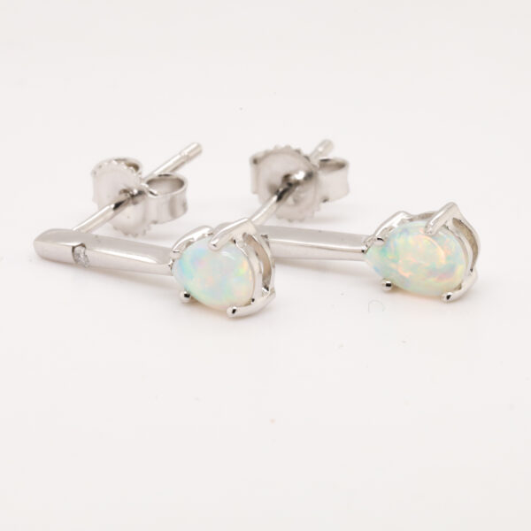 Blue Green Pink White Gold Solid Australian Crystal Opal Diamond Drop Earrings