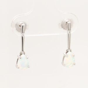 Blue Green Pink White Gold Solid Australian Crystal Opal Diamond Drop Earrings