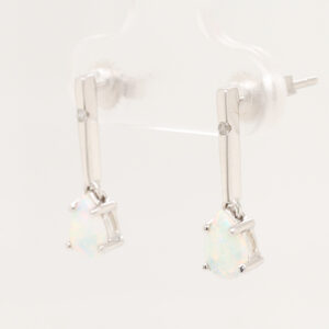 Blue Green Pink White Gold Solid Australian Crystal Opal Diamond Drop Earrings