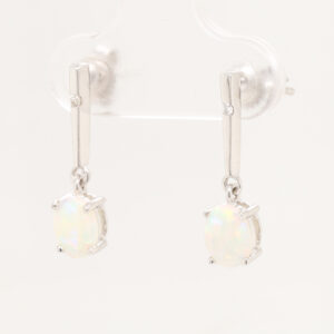 Blue Green Pink White Gold Solid Australian Crystal Opal Diamond Drop Earrings