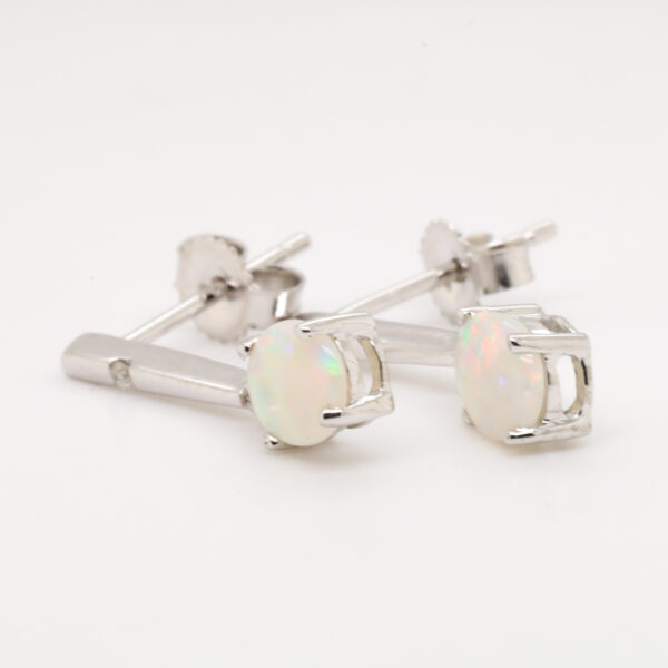 Blue Green Pink White Gold Solid Australian Crystal Opal Diamond Drop Earrings