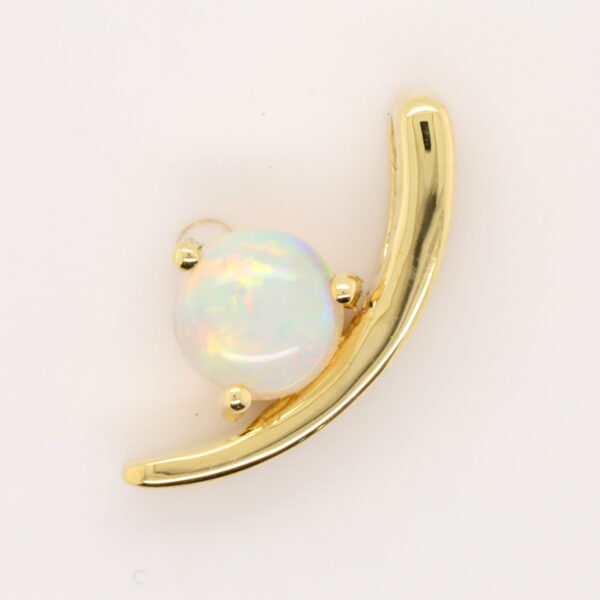 Blue Pink and Green Yellow Gold Solid Australian Crystal Opal Pendant