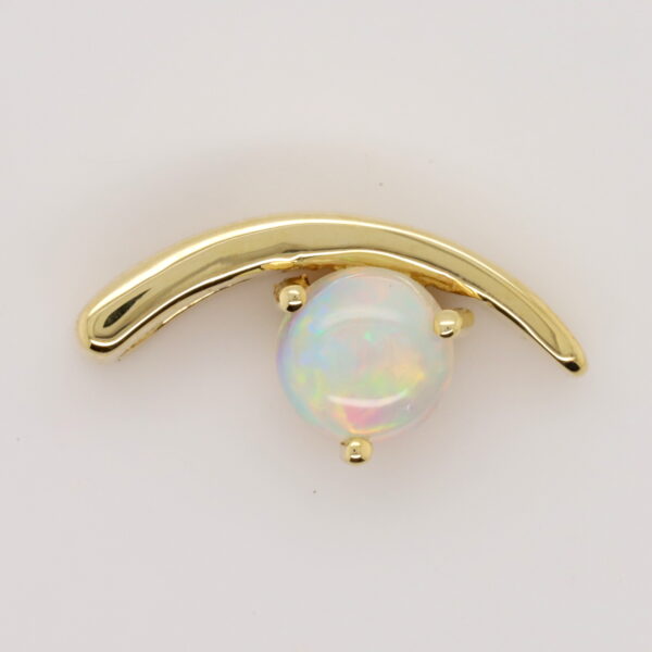 Blue Pink and Green Yellow Gold Solid Australian Crystal Opal Pendant
