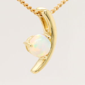 Blue Pink and Green Yellow Gold Solid Australian Crystal Opal Pendant