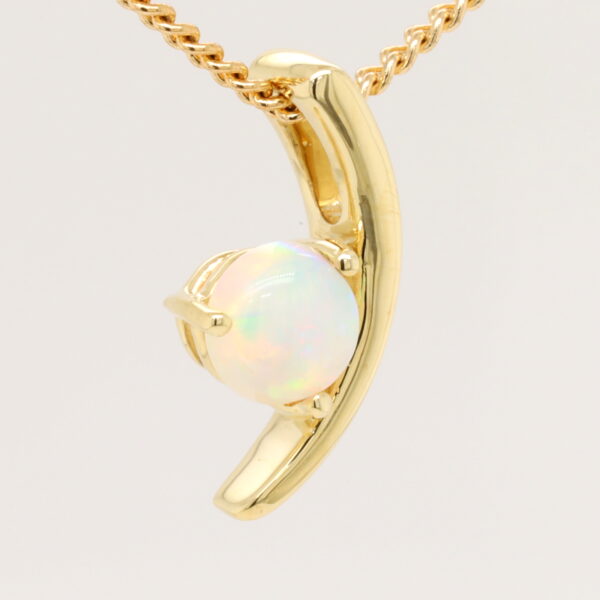 Blue Pink and Green Yellow Gold Solid Australian Crystal Opal Pendant