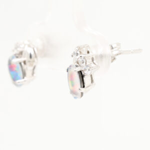 Blue Red Green Sterling Silver Australian Triplet Opal Earrings