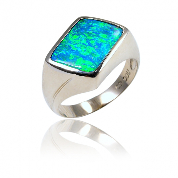 Men's 2.96ct White Crystal Opal Solitaire Ring in 14k Gold | Burton's –  Burton's Gems and Opals