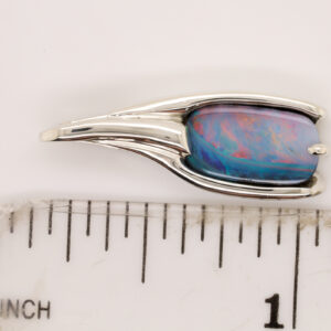 White Gold Blue Pink Solid Australian Boulder Opal Necklace Pendant
