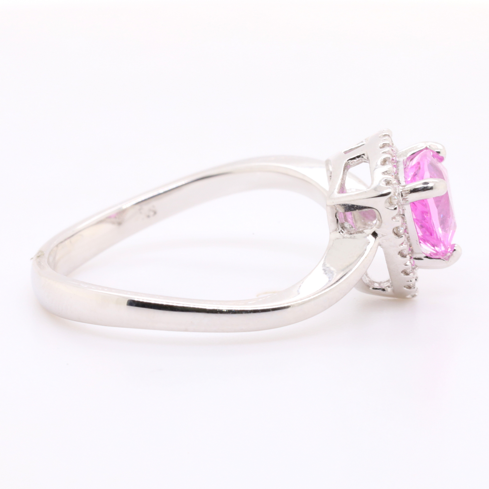 White Gold Ceylon Pink Sapphire Engagement Ring