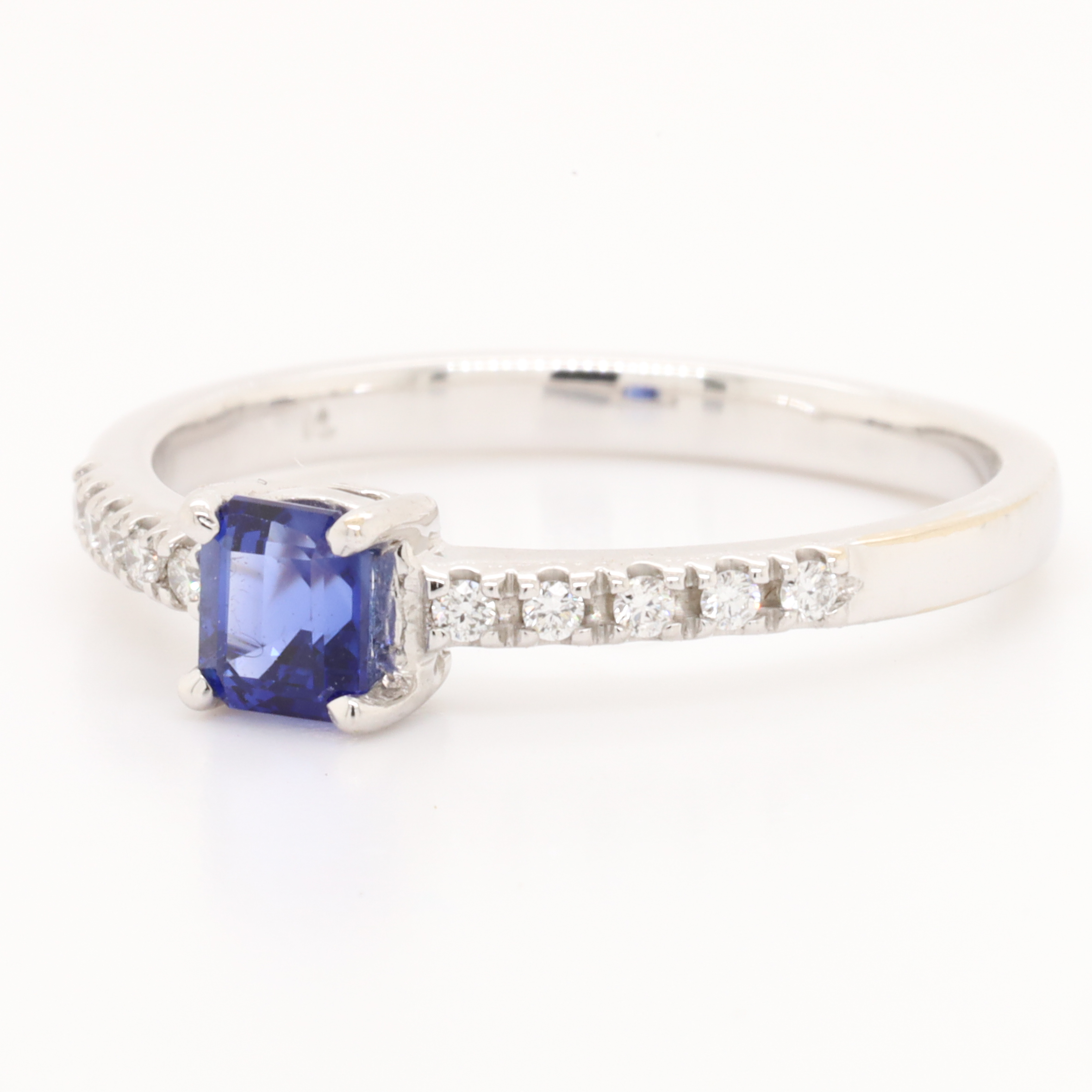 White Gold Ceylon Blue Sapphire Engagement Ring