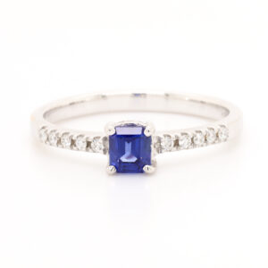 White Gold Ceylon Blue Sapphire Engagement Ring