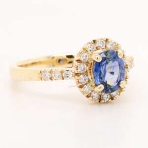 Yellow Gold Ceylon Blue Sapphire Engagement Ring