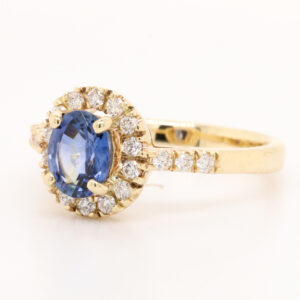 Yellow Gold Ceylon Blue Sapphire Engagement Ring