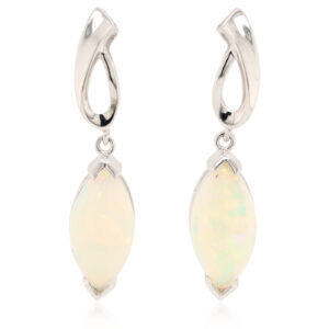 Blue Green Pink White Gold Solid Australian Crystal Opal Drop Earrings