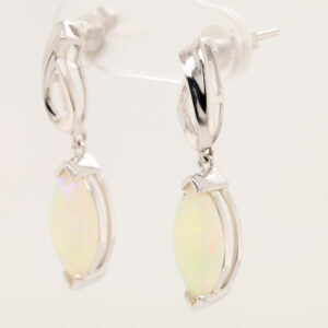 Blue Green Pink White Gold Solid Australian Crystal Opal Drop Earring