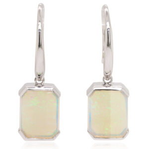 Blue Green White Gold Solid Australian Crystal Opal Drop Earrings