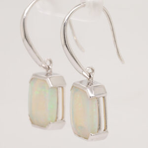 Blue Green White Gold Solid Australian Crystal Opal Drop Earrings