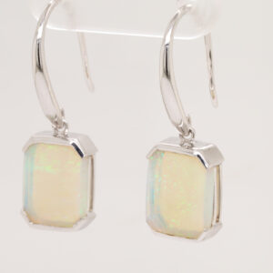 White Gold Green Blue Crystal Opal Earrings