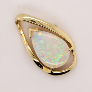 Blue Pink and Green Yellow Gold Solid Australian Crystal Opal Necklace Pendant