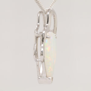 White Gold Pink Blue Green Solid Australian Crystal Opal Necklace Pendant