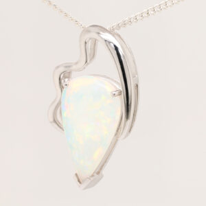 White Gold Pink Blue Green Solid Australian Crystal Opal Necklace Pendant