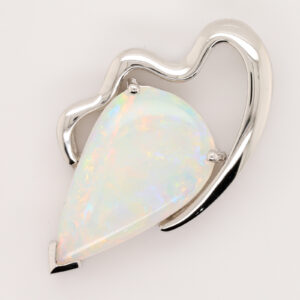 White Gold Pink Blue Green Solid Australian Crystal Opal Necklace Pendant