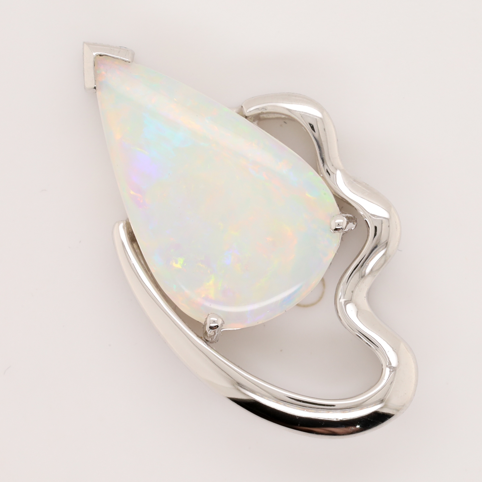 White Gold Pink Blue Green Solid Australian Crystal Opal Necklace Pendant