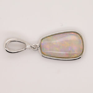 White Gold Red Blue Green Solid Australian Crystal Opal Diamond Necklace Pendant