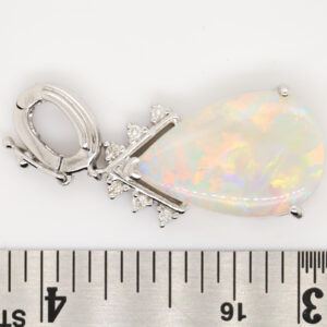 White Gold Pink Blue Green Solid Australian Crystal Opal Diamond Necklace Pendant