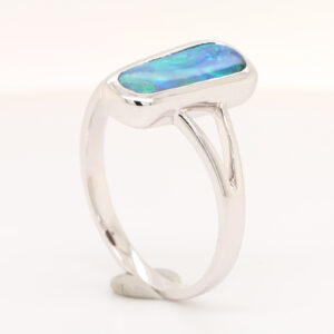 Blue and Green White Gold Solids Australian Boulder Opal Engagement Ring
