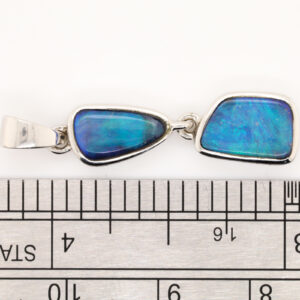 Blue Green Sterling Silver Solid Australian Boulder Opal Necklace Pendant