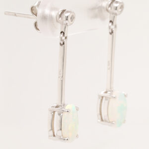 Blue Green Pink White Gold Solid Australian Crystal Opal Diamond Drop Earrings