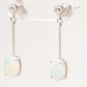 Blue Green Pink White Gold Solid Australian Crystal Opal Diamond Drop Earrings