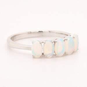 Blue and Green White Gold Solid Australian Crystal Opal Ring