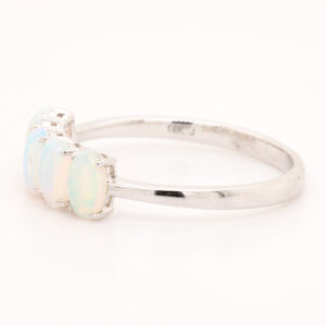 Blue and Green White Gold Solid Australian Crystal Opal Ring