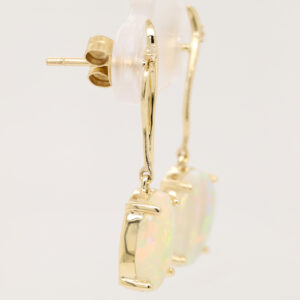 Blue Green Pink Yellow Gold Solid Australian Crystal Opal Diamond Drop Earrings