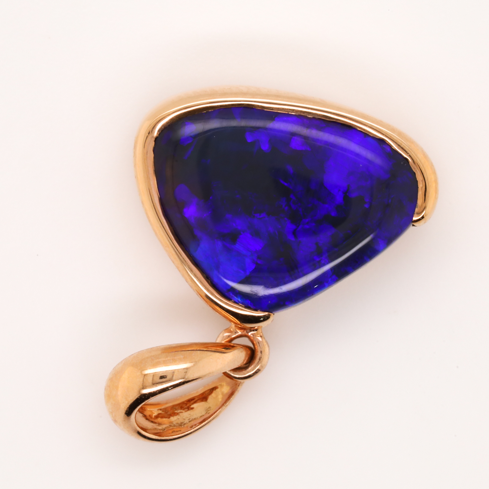 Rose Gold Blue Purple Solid Australian Black Opal Necklace Pendant