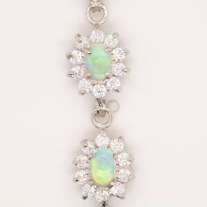 Sterling Silver Blue Green Solid Australian Crystal Opal Bracelet