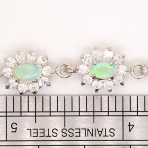 Sterling Silver Blue Green Solid Australian Crystal Opal Bracelet