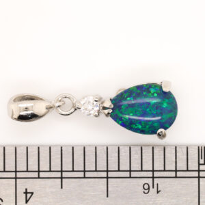 Sterling Silver Blue Green Australian Triplet Opal Pendant Necklace