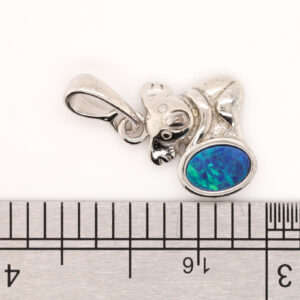 Blue Green Sterling Silver Koala Australian Doublet Opal Necklace Pendant