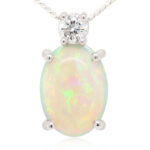 Custom White Gold Crystal Opal Pendant