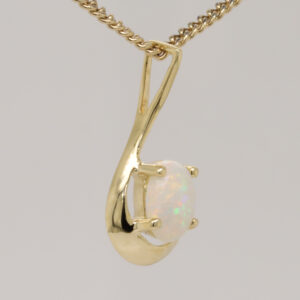Blue and Pink Yellow Gold Solid Australian Crystal Opal Pendant