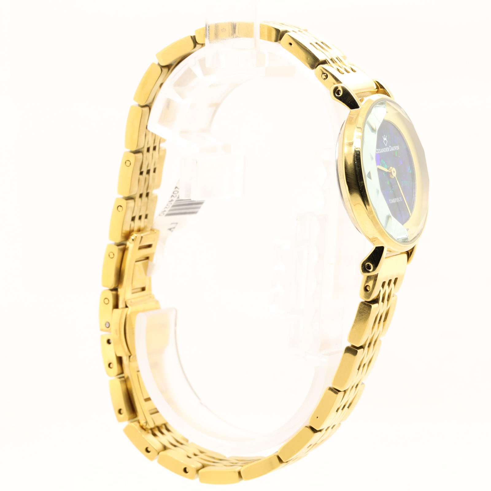 Blue Green Australian Doublet Opal Face Watch on Stainless Steel Gold Plated Band