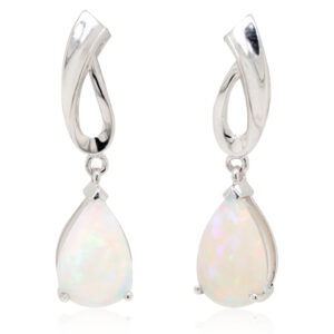 Blue Green Pink White Gold Solid Australian Crystal Opal Drop Earrings