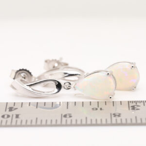 Blue Green Pink White Gold Solid Australian Crystal Opal Drop Earrings